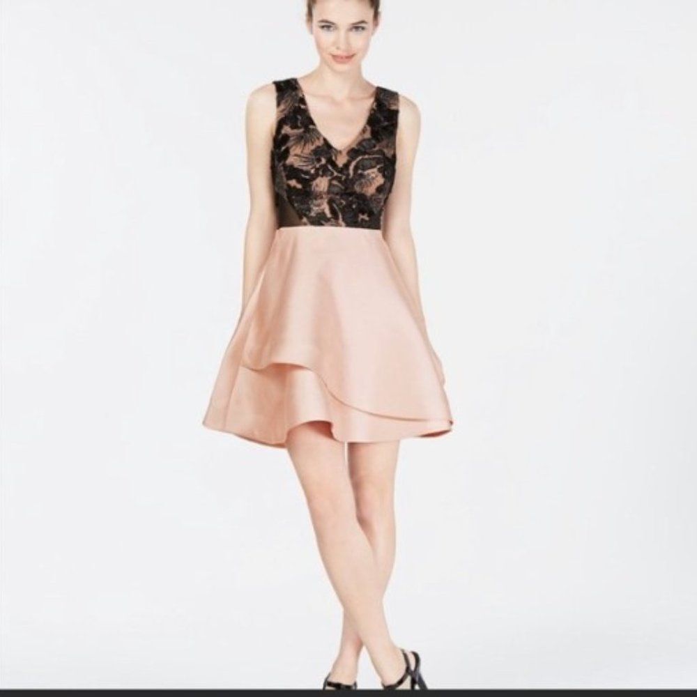 BCX Fit & Flare Juniors' Embellished Dress Pink & Black Size 1